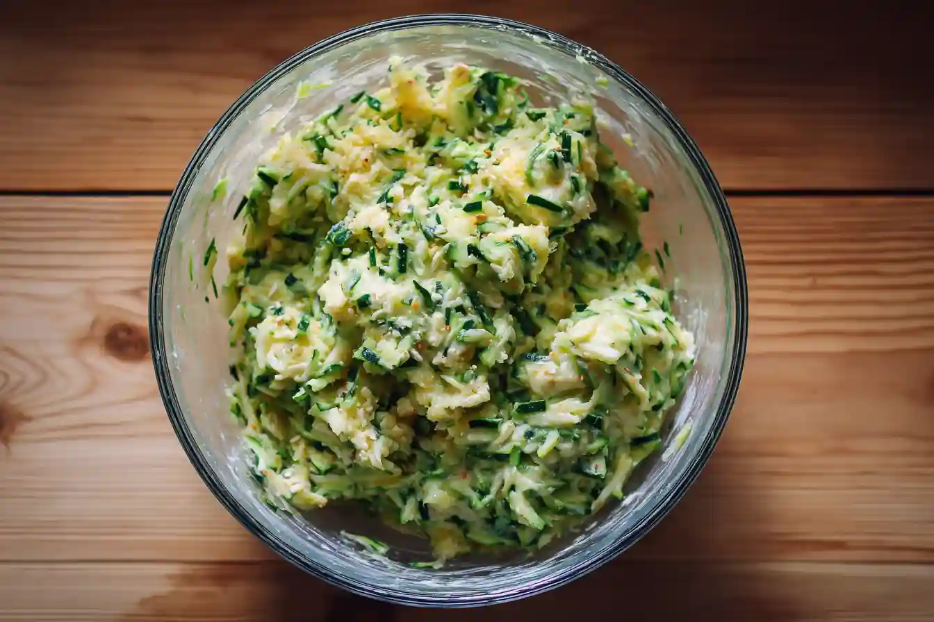 Zucchini Puffer auf Küchenpapier – frisch gebraten und duftend