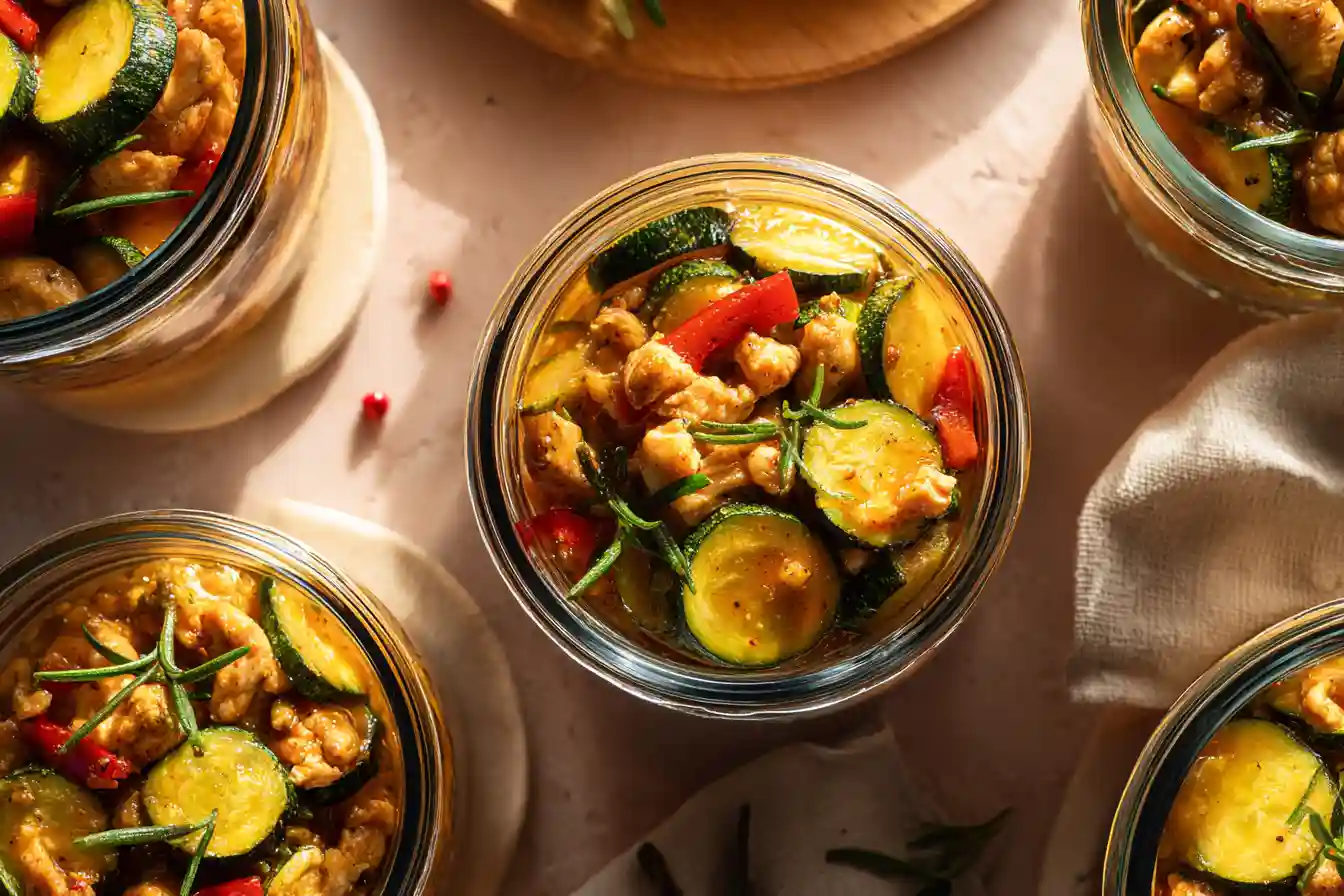 Schnelle Zucchini-Pfanne mit Hähnchen und Paprika