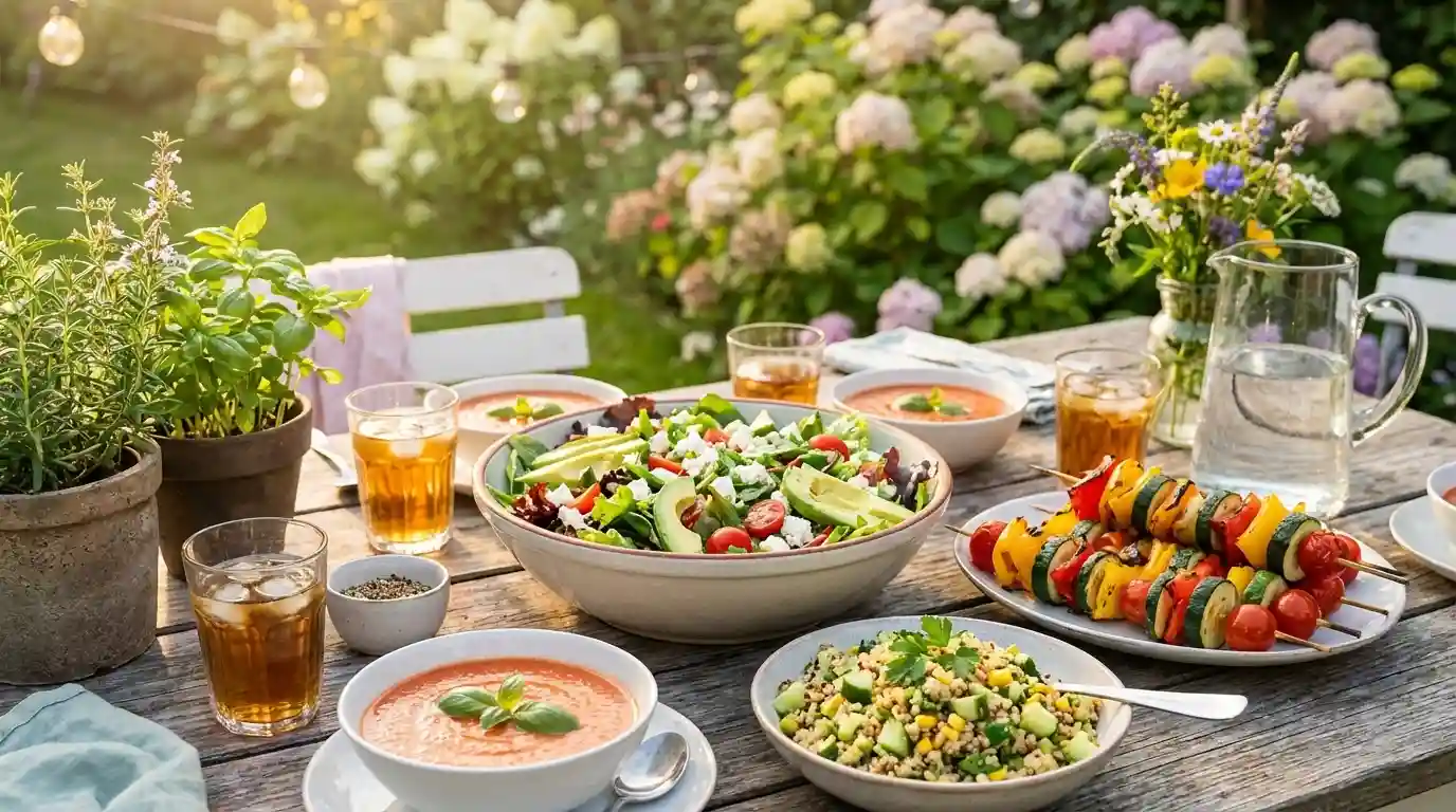 Vegetarisches Abendessen im Sommer