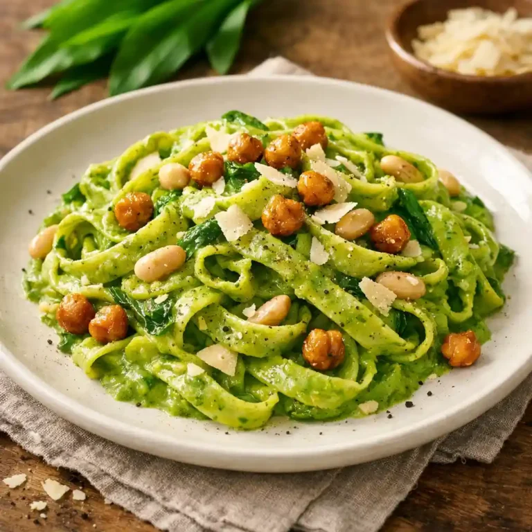 Cremige vegane Bärlauch-Pasta – Schnell