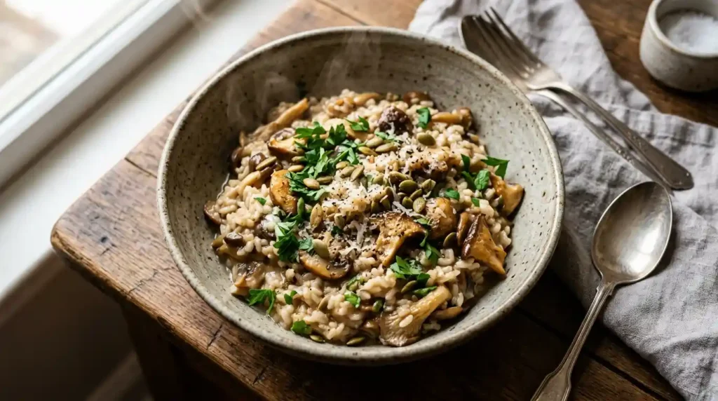 Gesunde Champignon-Reis-Pfanne – cremig ohne Sahne