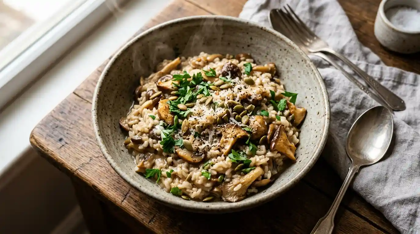 Gesunde Champignon-Reis-Pfanne – cremig ohne Sahne