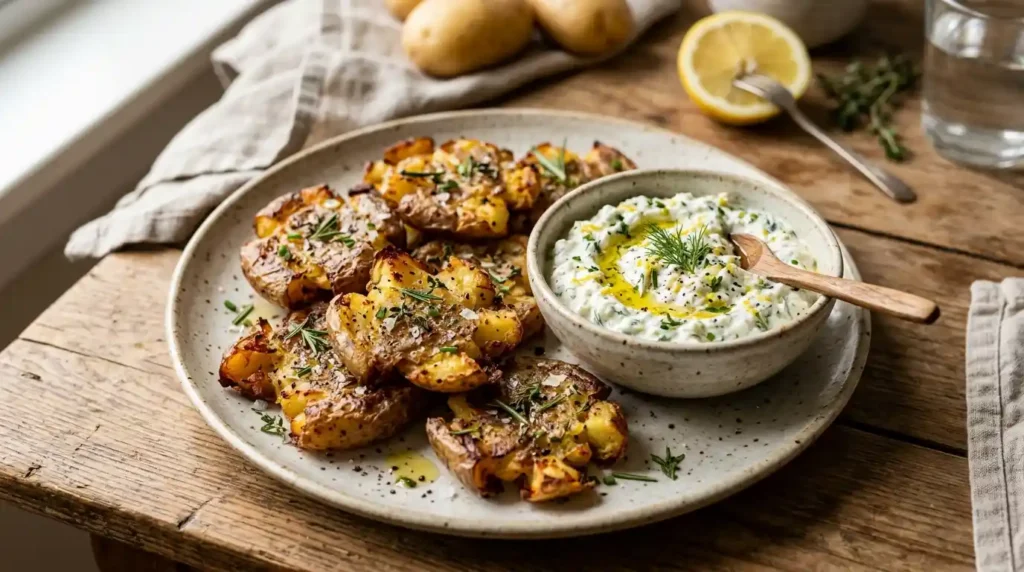 Gesunde Rezepte mit Kartoffeln,Quetschkartoffeln mit Protein