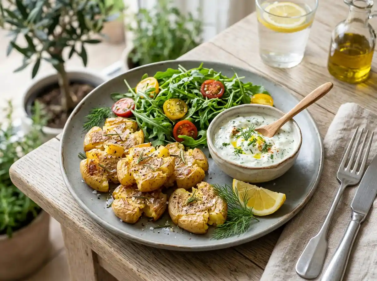 Gesunde Rezepte mit Kartoffeln,Quetschkartoffeln mit Protein
